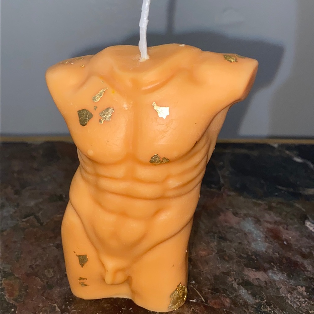 Small batch Greek God body silhouette soy candle handmade